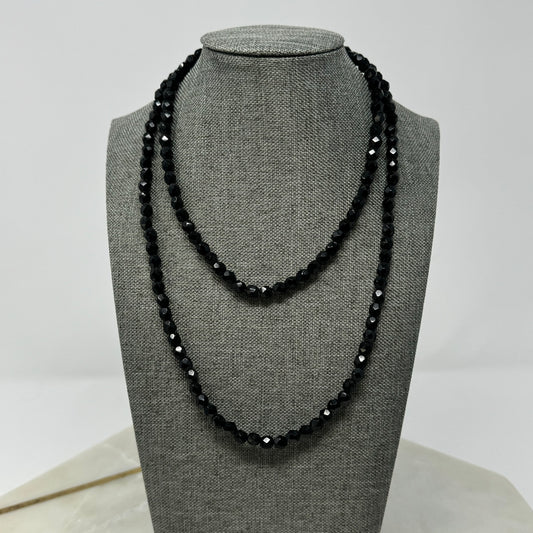 Necklace Elegant Statement Black Beaded Glass Strand 34 in Fashion Jewelry
