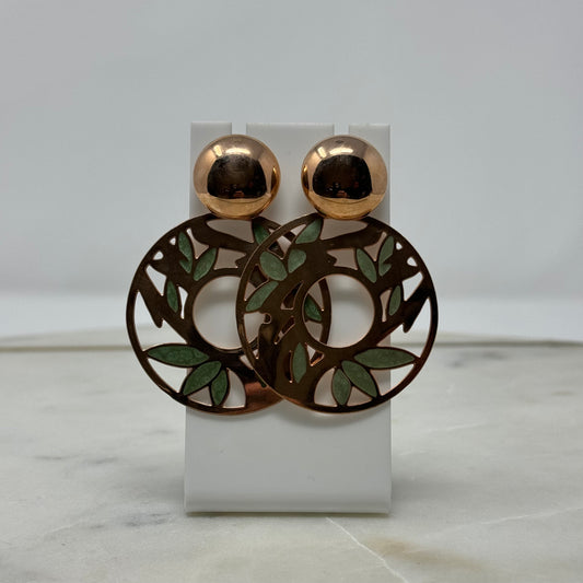 Boho Copper Dangle Post Earrings