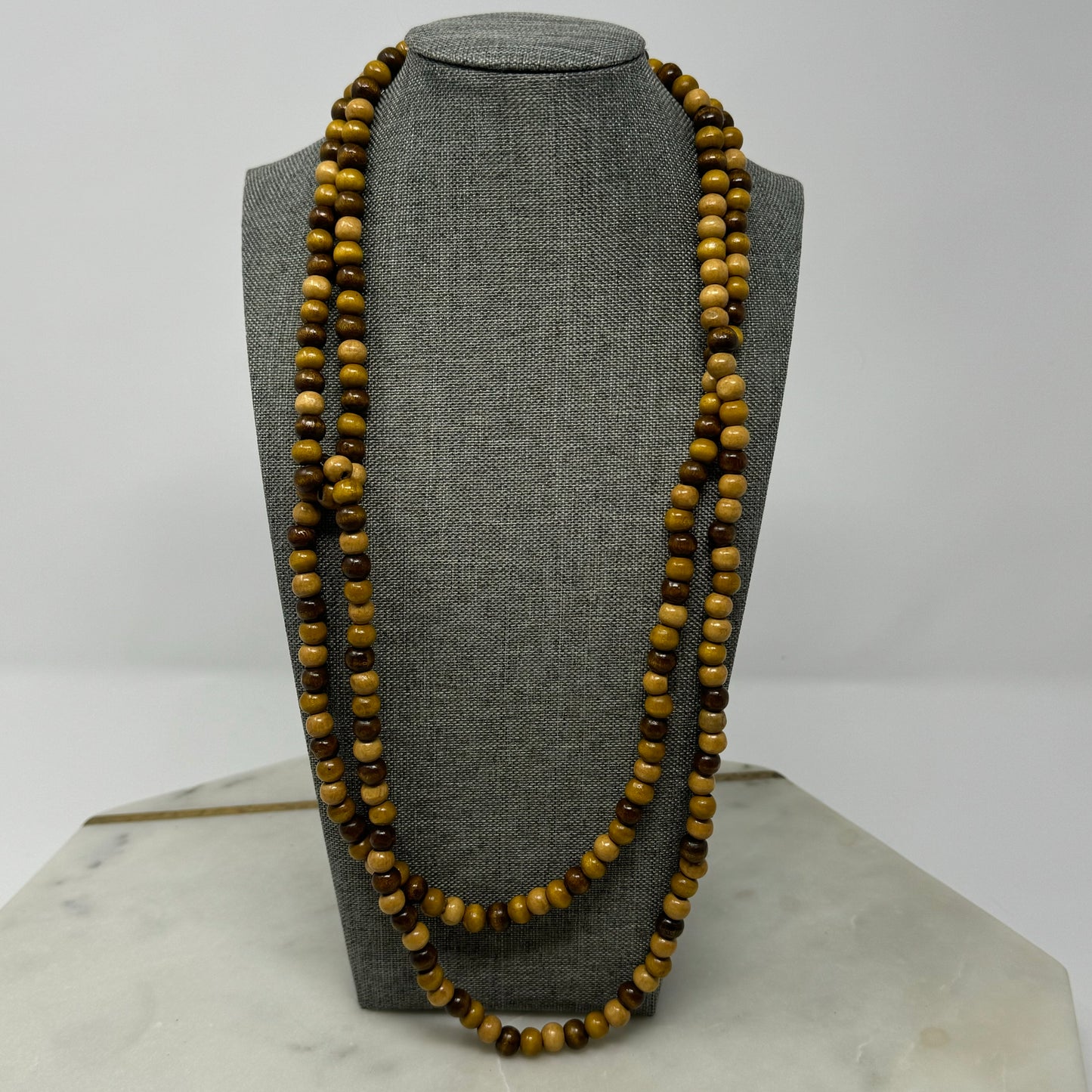 Boho Wood Beaded Necklace  Brown Tones Handmade Natural Statement Jewelry Multi-Style