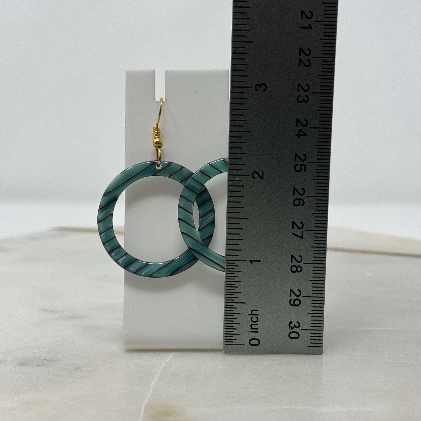 Blue Acrylic Dangle Hoop Earrings