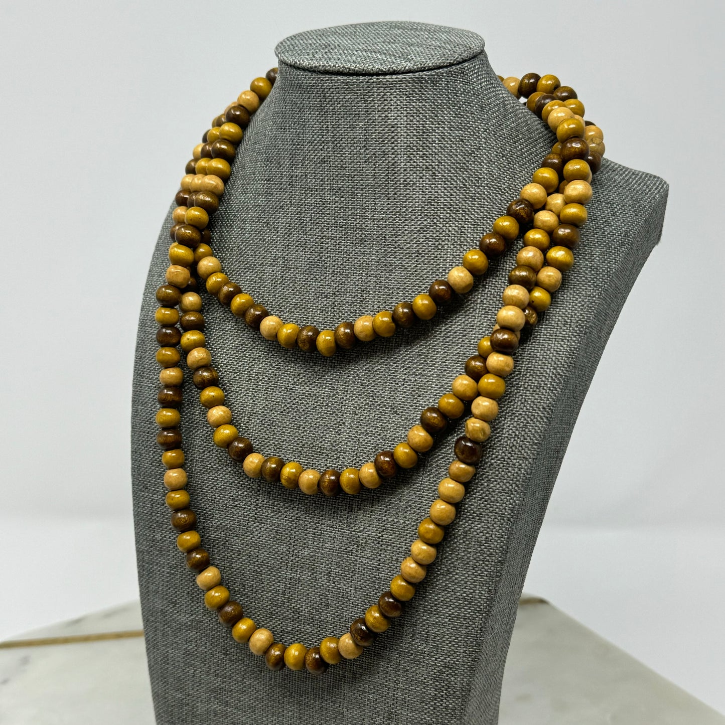 Boho Wood Beaded Necklace  Brown Tones Handmade Natural Statement Jewelry Multi-Style
