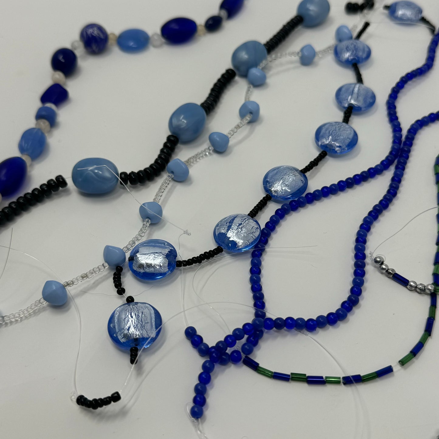 Reclaimed Blue Glass Beads Strands Crafting & Jewelry Making Supplies Sustainable Craft Materials