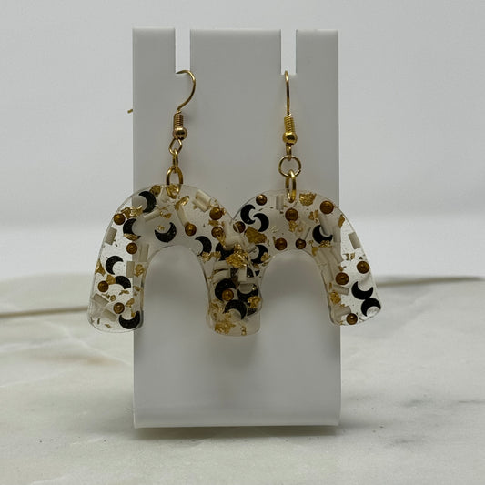 Boho Moon Gold Accent Dangle Hook Earrings