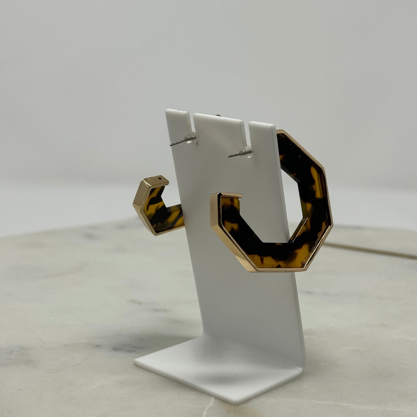 Gold Hexagon Hoop Earrings