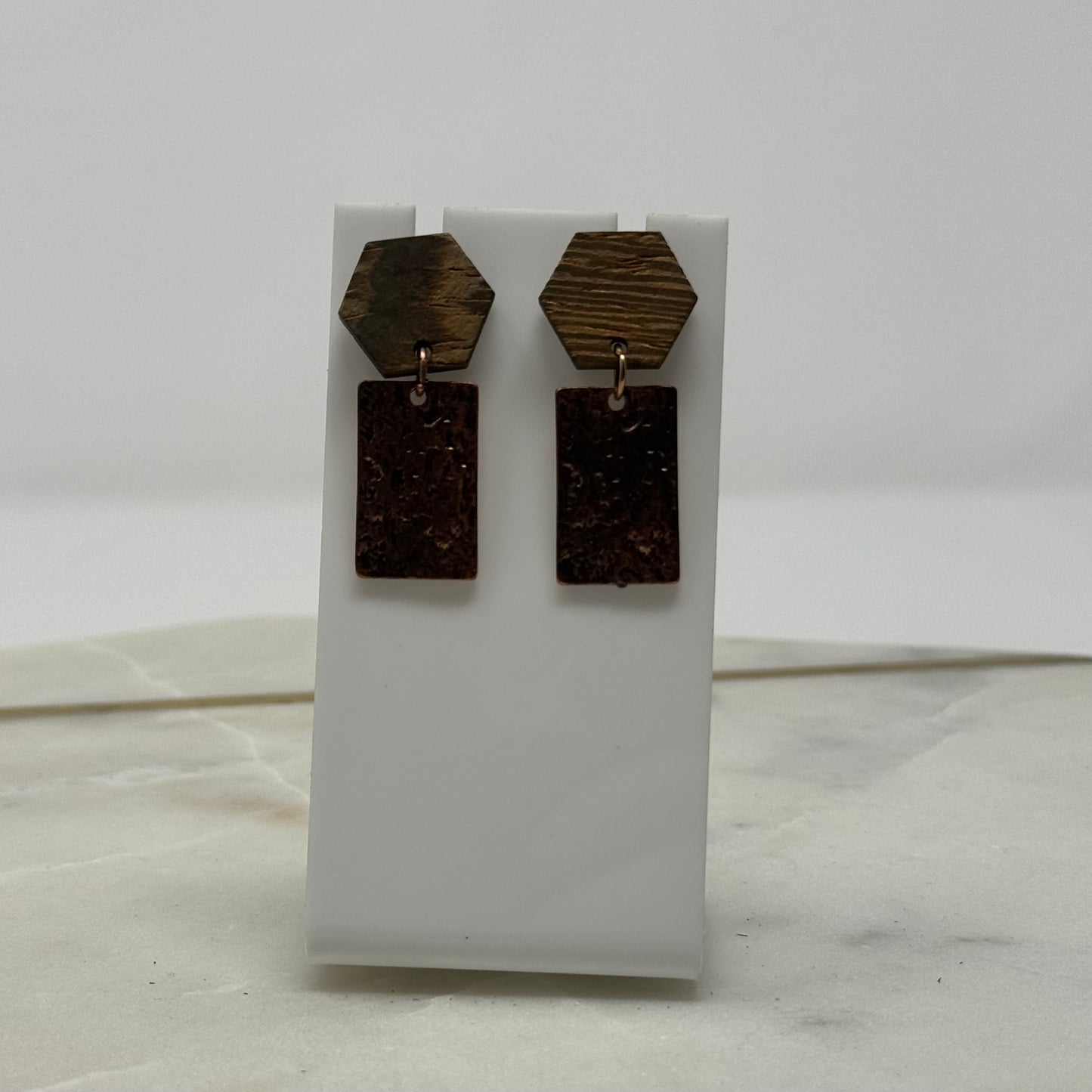 Boho Dual Material Tribal Dangle Post Earrings