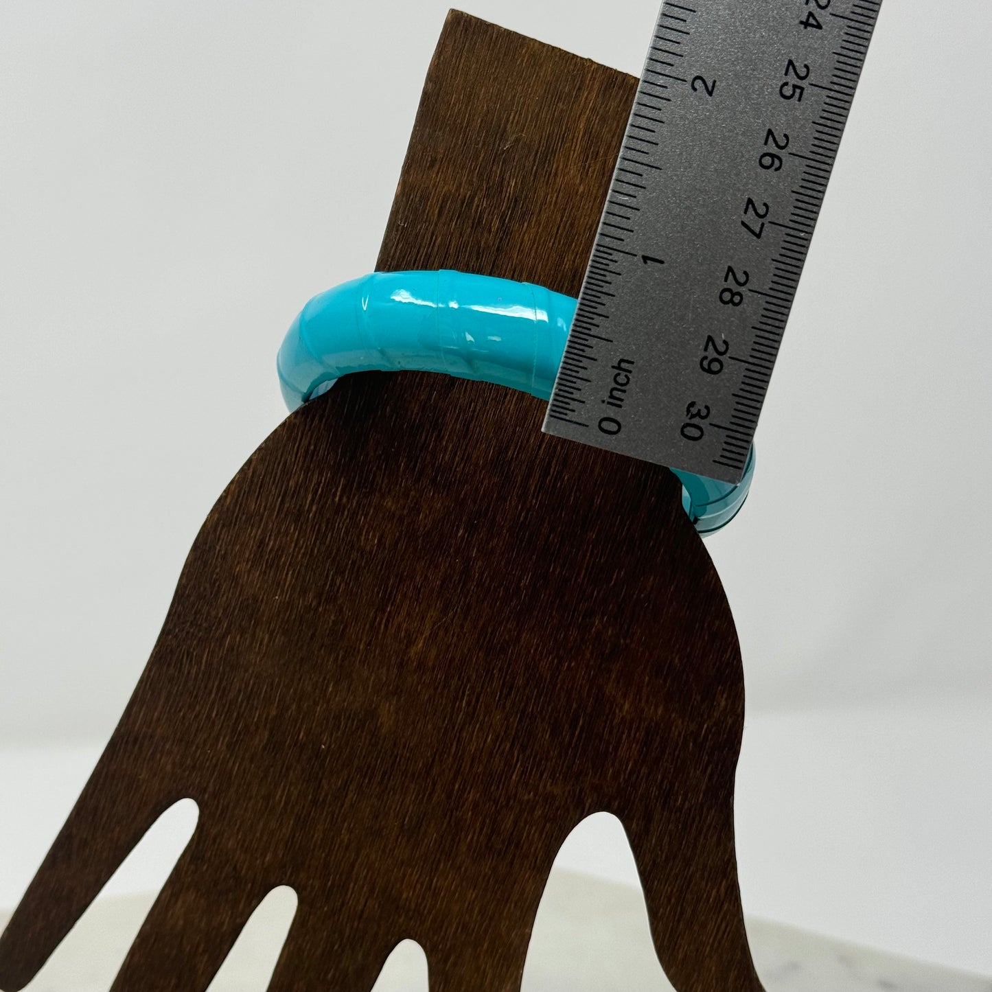 Turquoise Leather Bangle Bracelet - Retro 80s Style, Chunky Statement Jewelry, Bright Blue Cuff