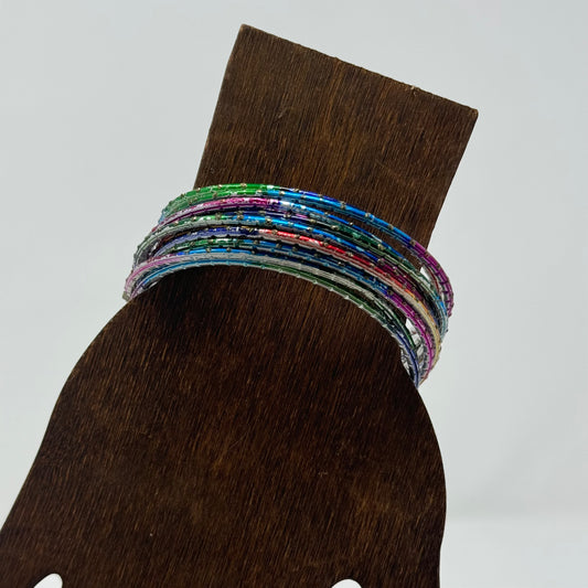 Colorful Multi-Stack Bangle Bracelets 11 Trendy Rainbow Fashion Jewelry Set