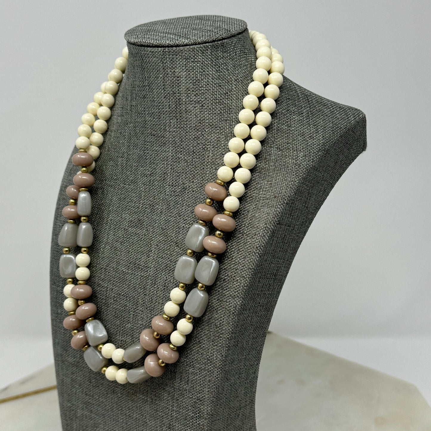 Womens Necklace Boho Statement Double Beaded Strands 18 in Costume Jewelry