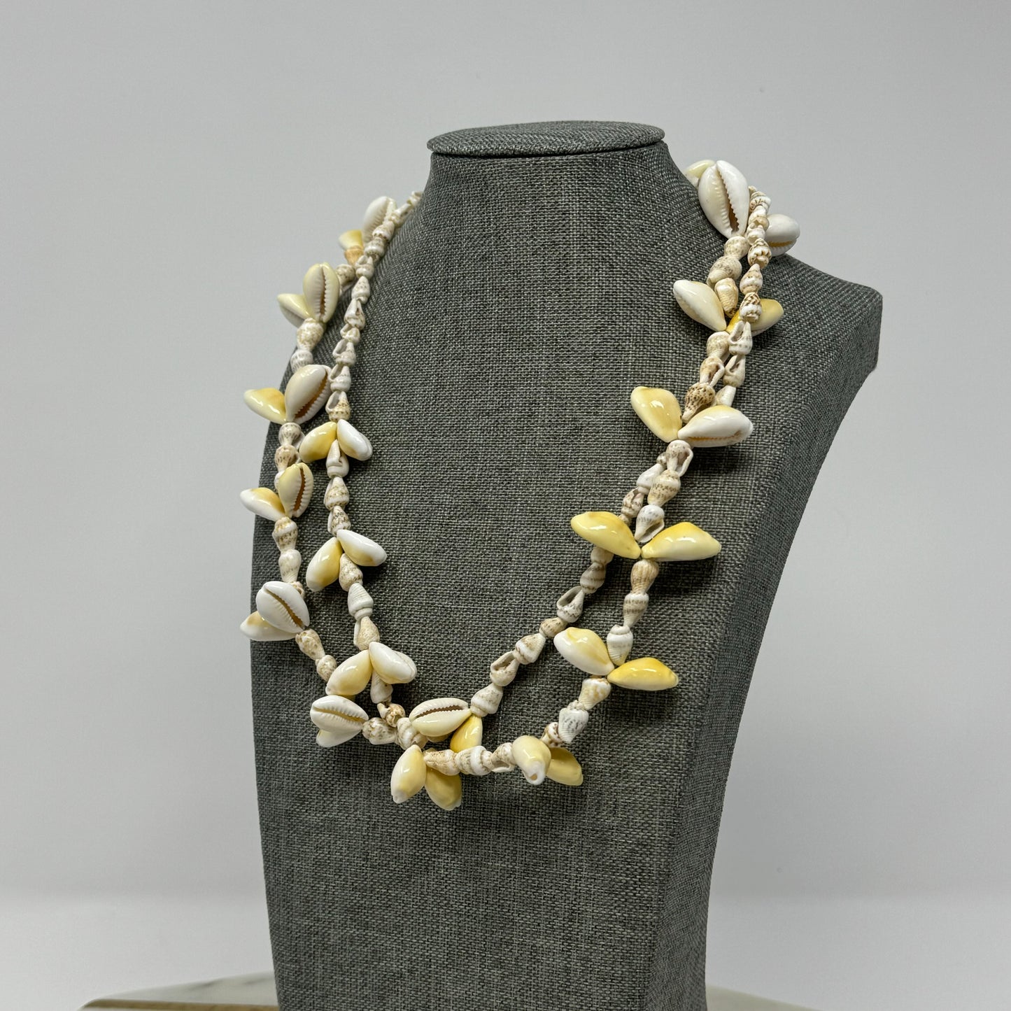 Boho Beach Shell Necklace with Cowrie & Cone Shells - Handmade Multi-Strand Statement Jewelry