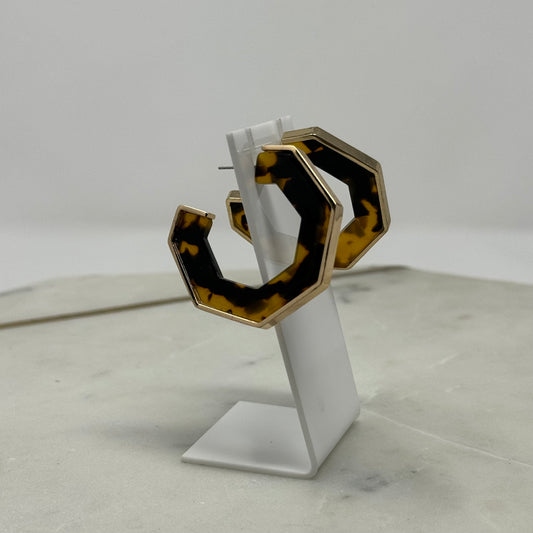 Gold Hexagon Hoop Earrings