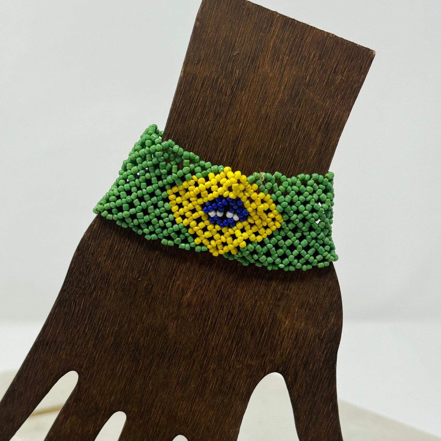 Bracelet Brazil Multi-Layer Seed Beaded Cuff Flag 6.5 in Fashion Jewelry