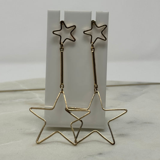 Gold Star Drop Dangle Earrings