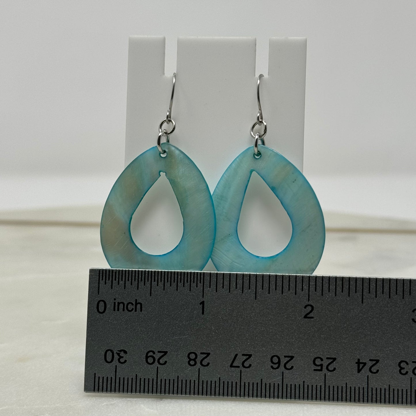 Blue Shell Teardrop Dangle Hook Earrings