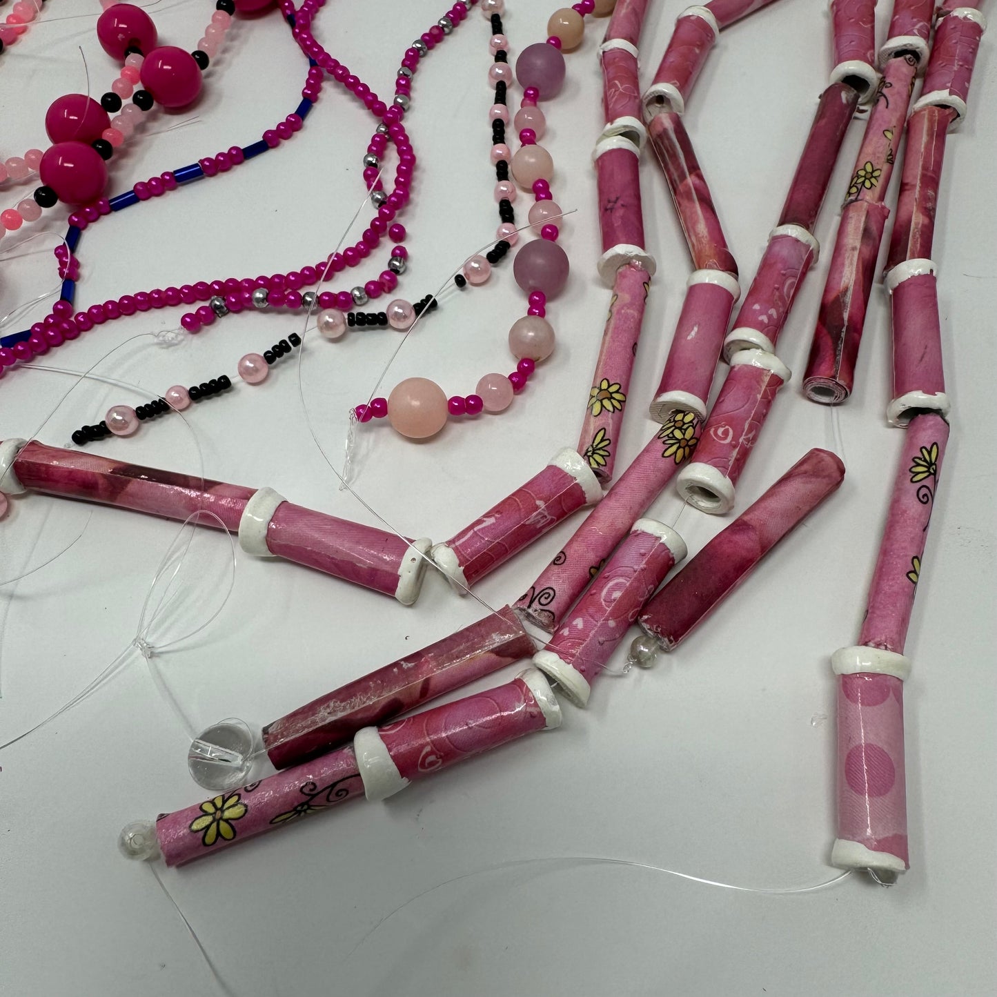 Reclaimed Pink Beads Assortment Vibrant Mixed Beads for Crafting & Jewelry Making Eco-Friendly Supplies