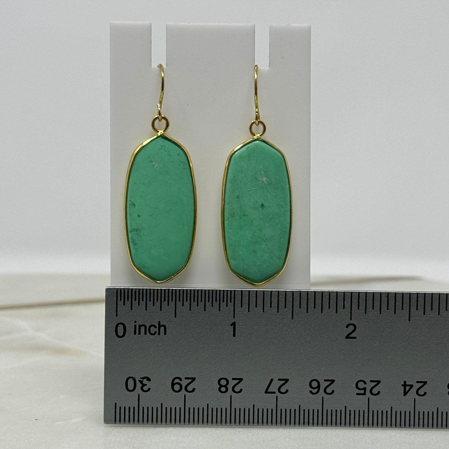 Boho Mint Green Stone & Gold Accent Dangle Earrings