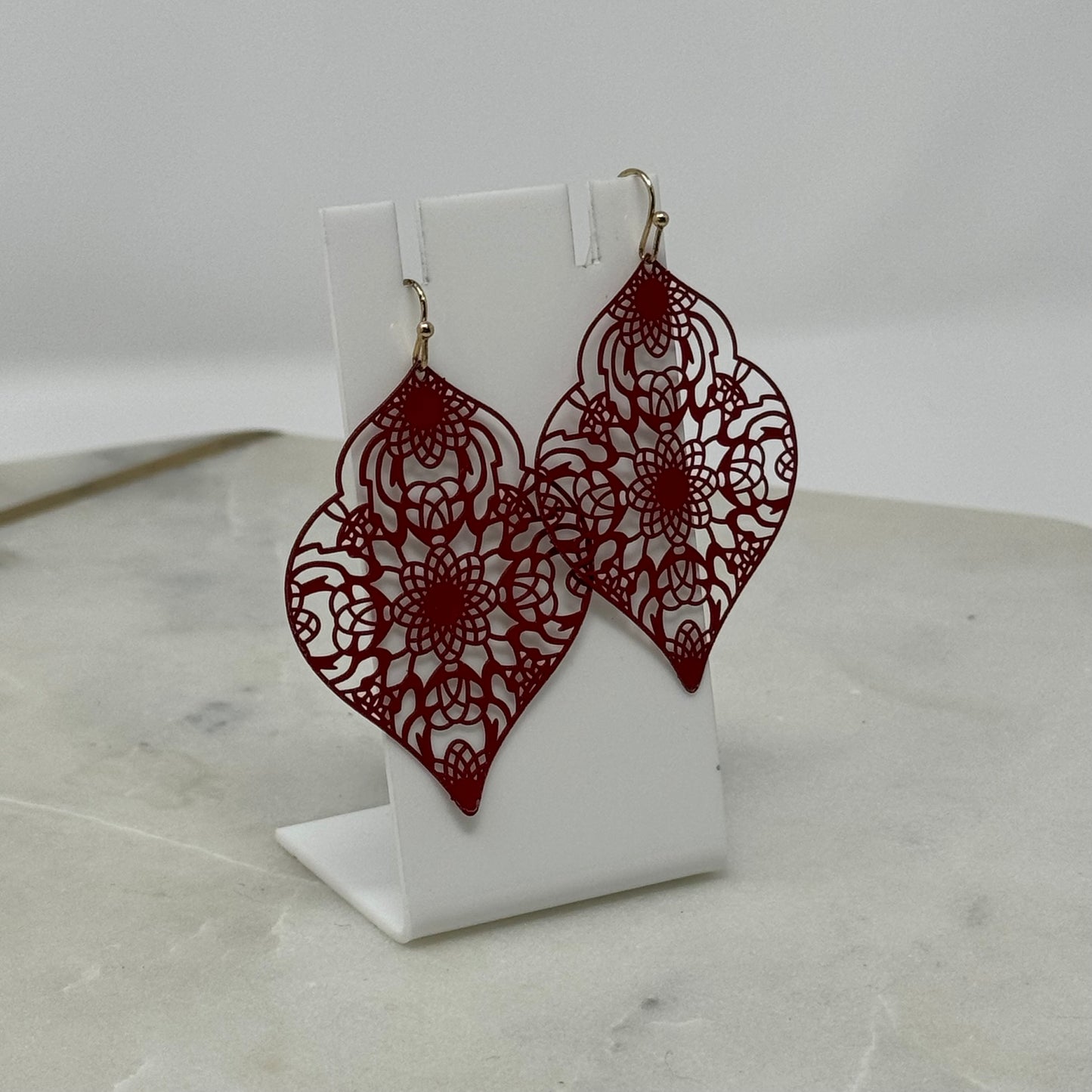Earrings Boho Southwest Intricate Scalloped Dangles 2.5 in Drop Hook Costume Jewelry