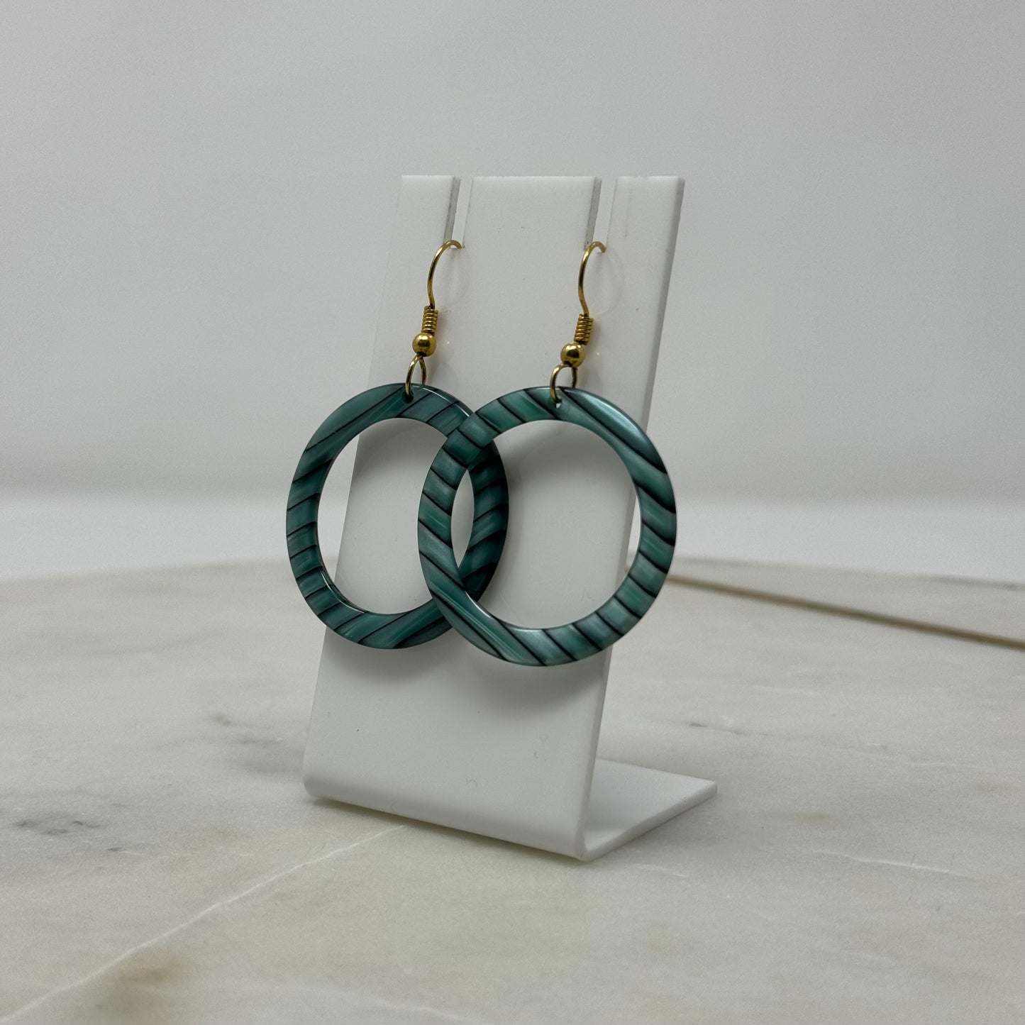 Blue Acrylic Dangle Hoop Earrings