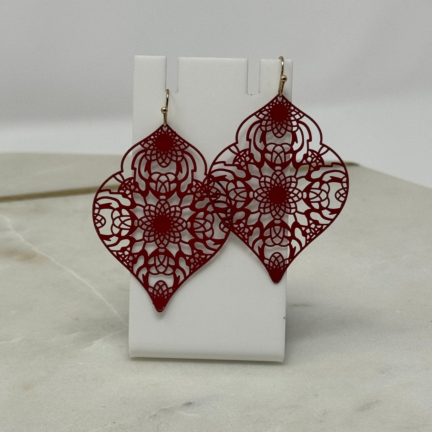 Earrings Boho Southwest Intricate Scalloped Dangles 2.5 in Drop Hook Costume Jewelry