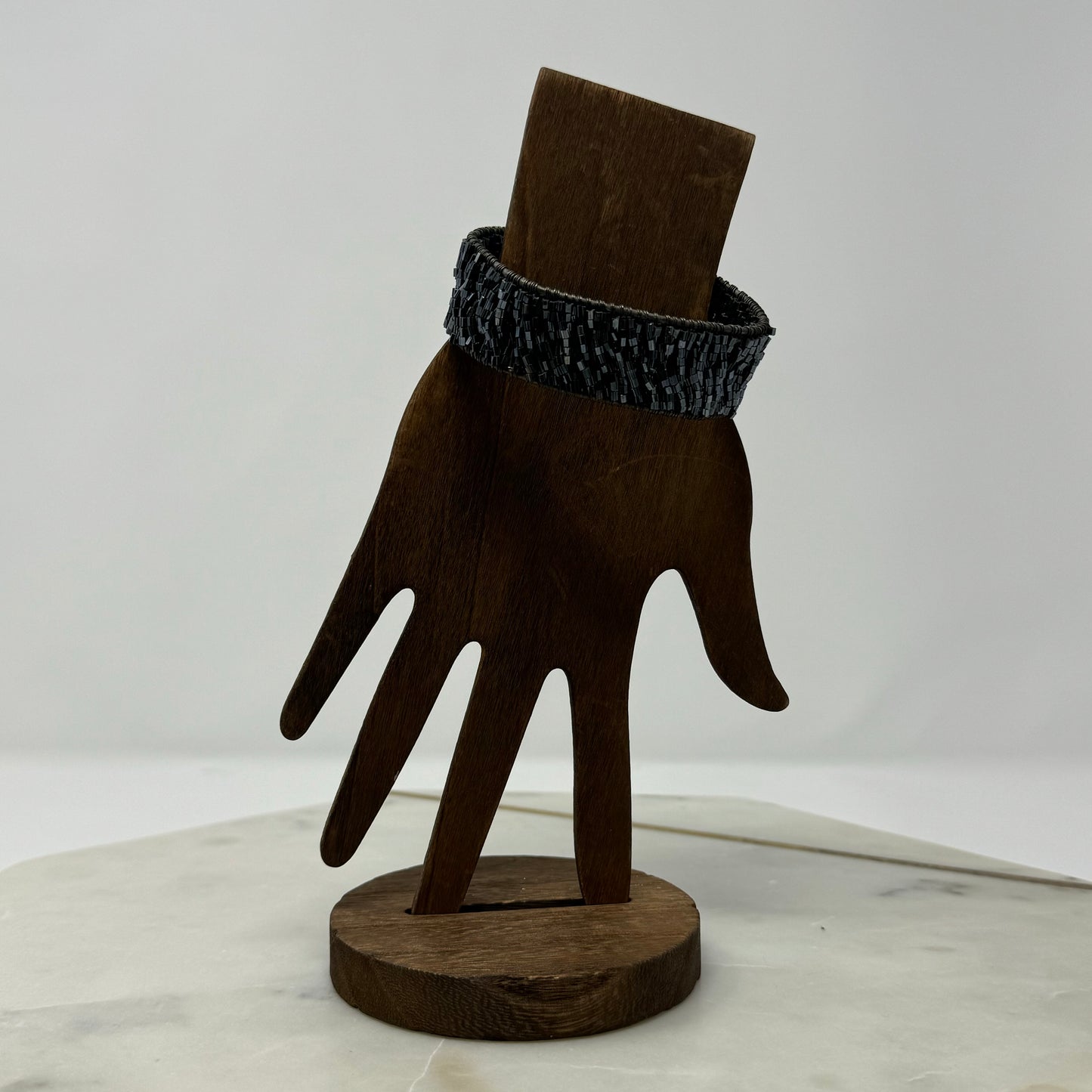 Dark Blue Beaded Cuff Bracelet