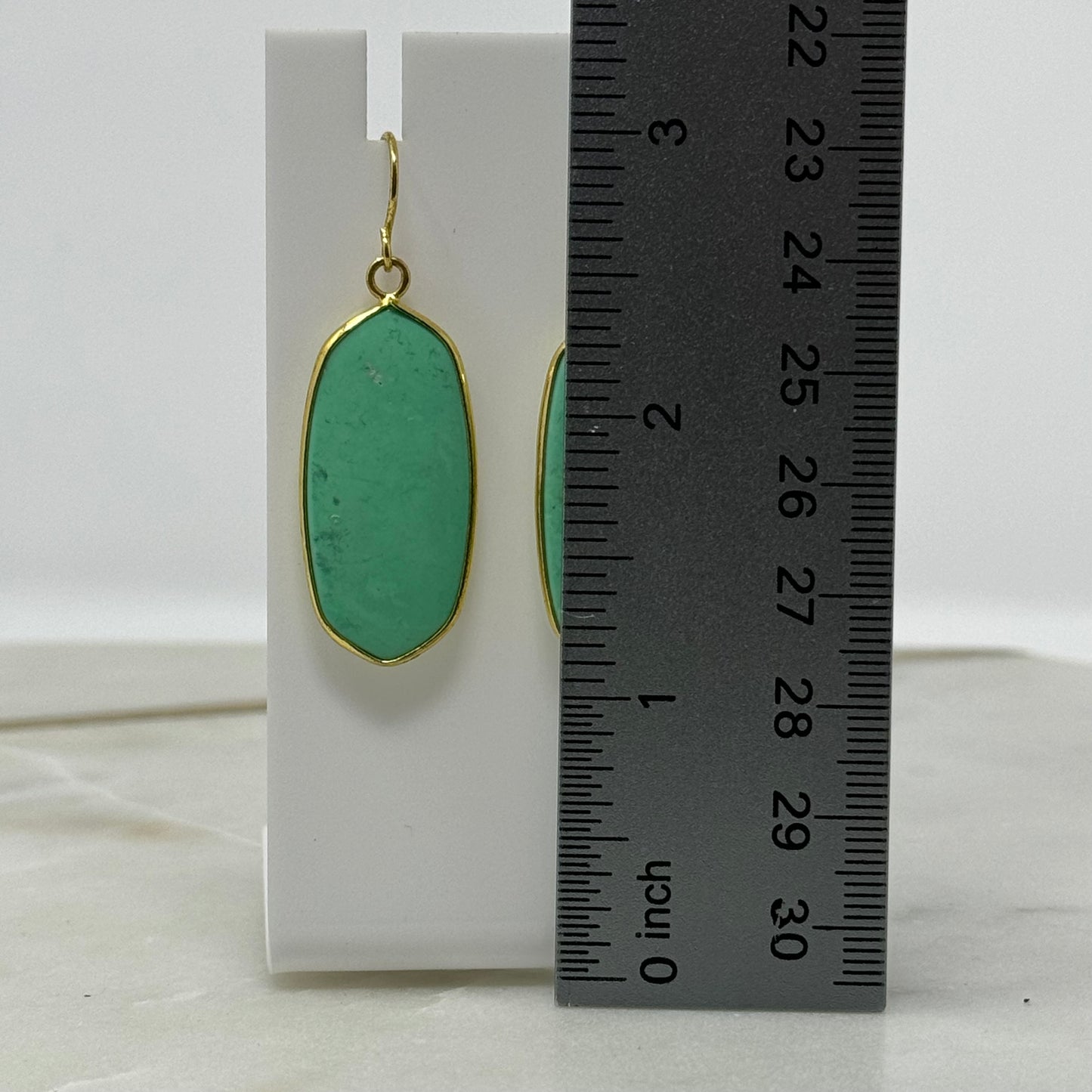 Boho Mint Green Stone & Gold Accent Dangle Earrings