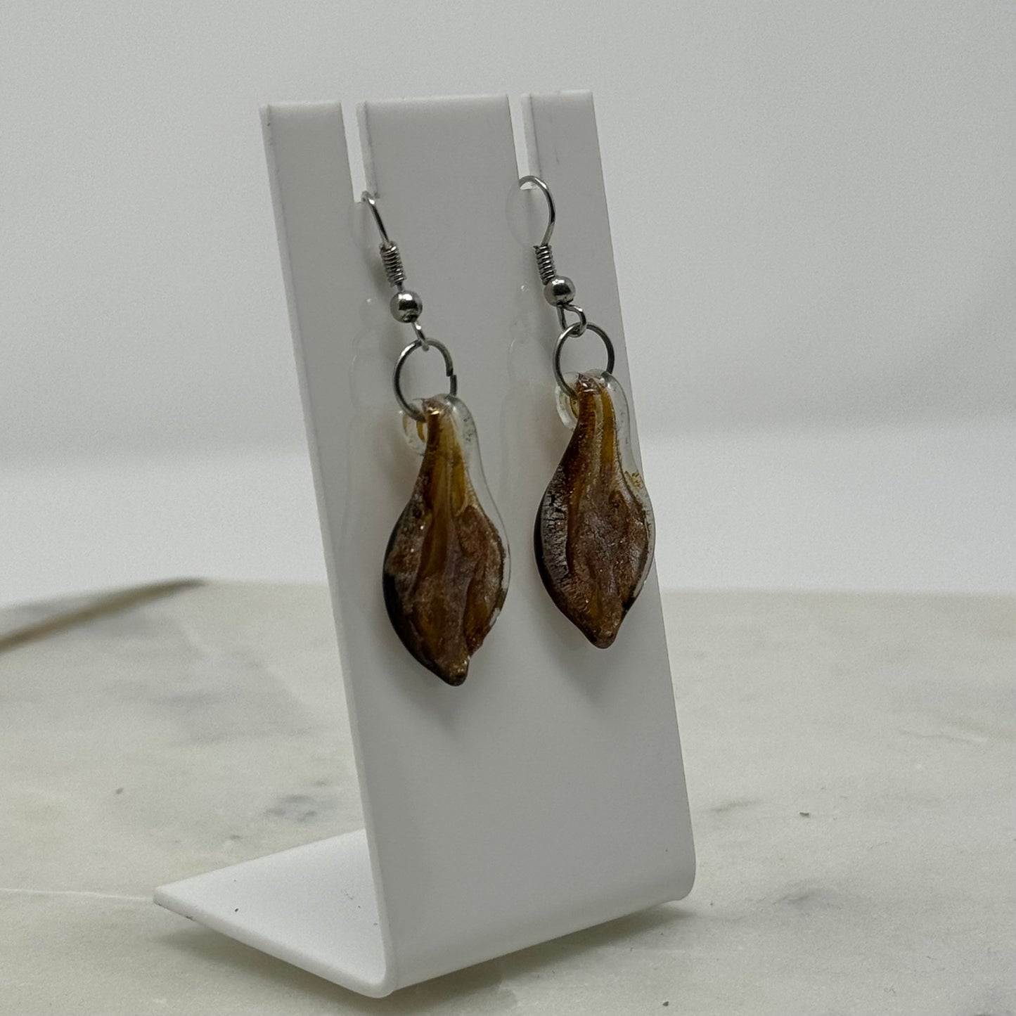 Gold Glass Dangle Statement Earrings