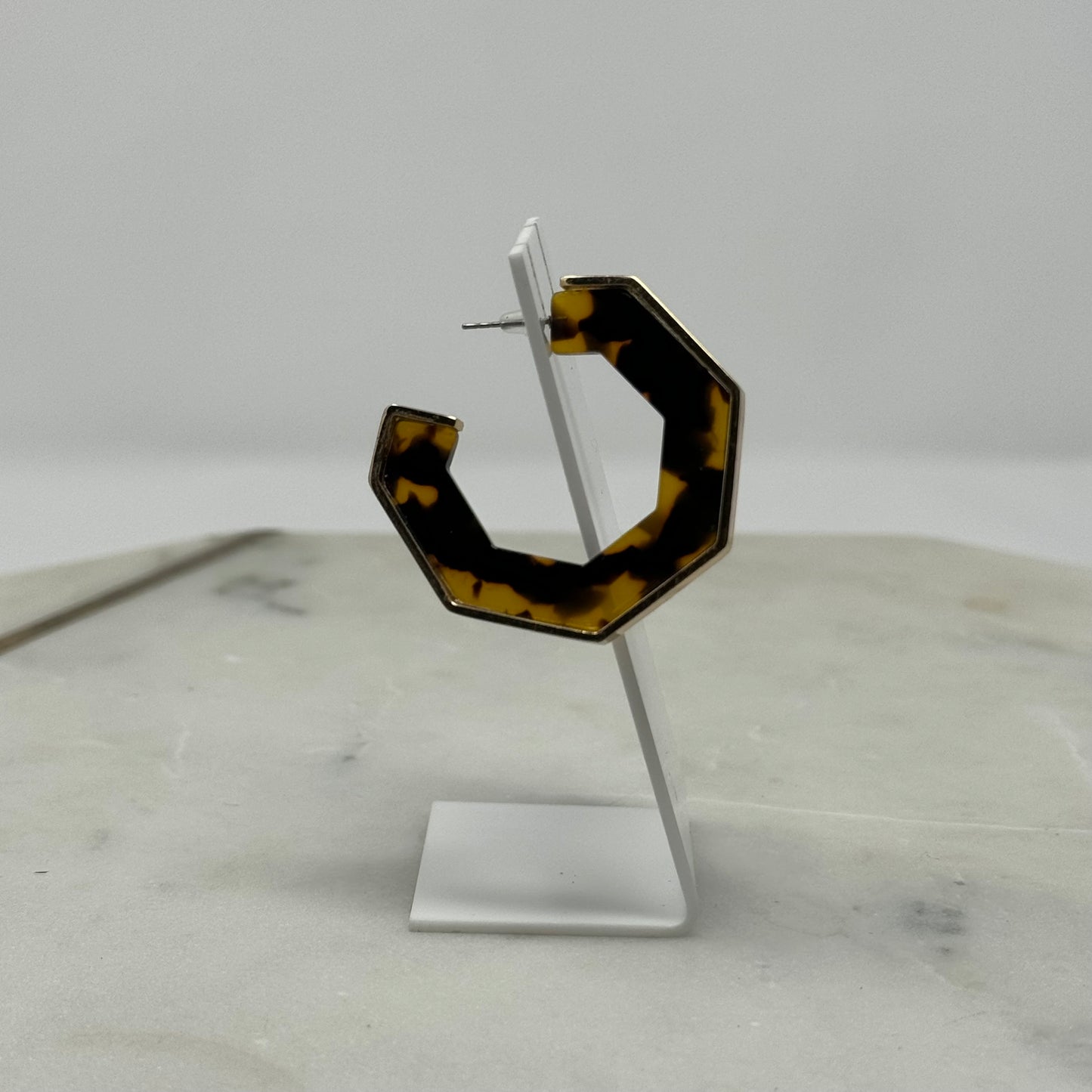 Gold Hexagon Hoop Earrings