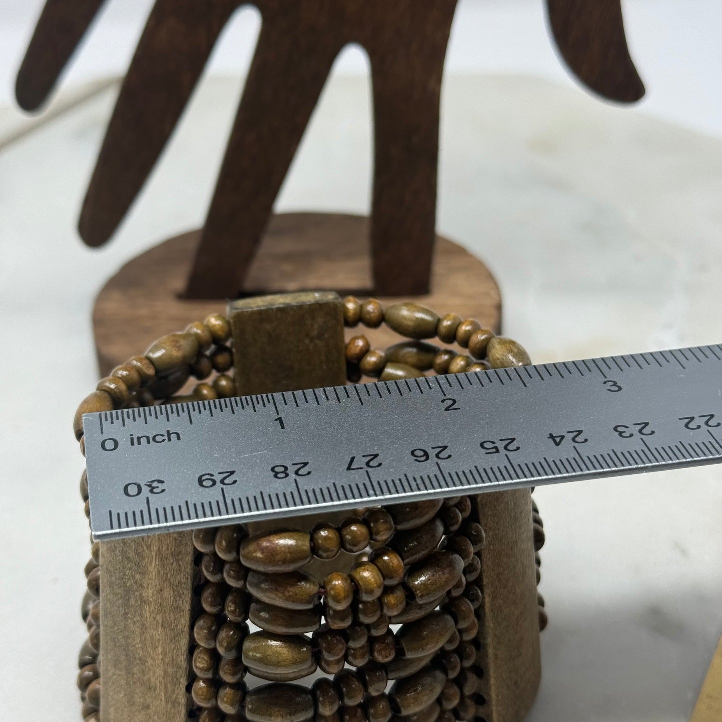 Bracelet Boho Multi-Layer Tall Cuff Bangle Wood Beads 7.75 in Costume Jewelry