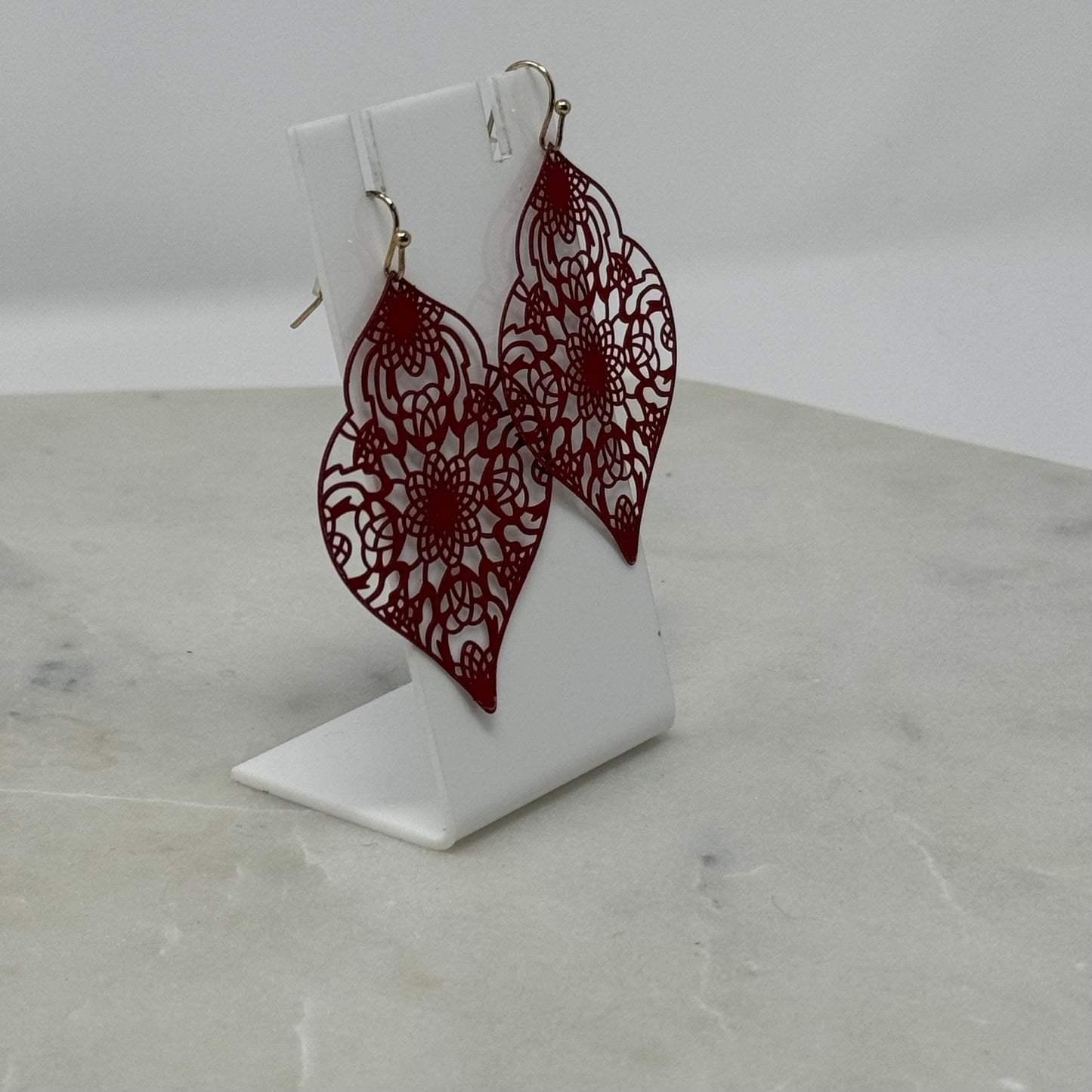 Earrings Boho Southwest Intricate Scalloped Dangles 2.5 in Drop Hook Costume Jewelry