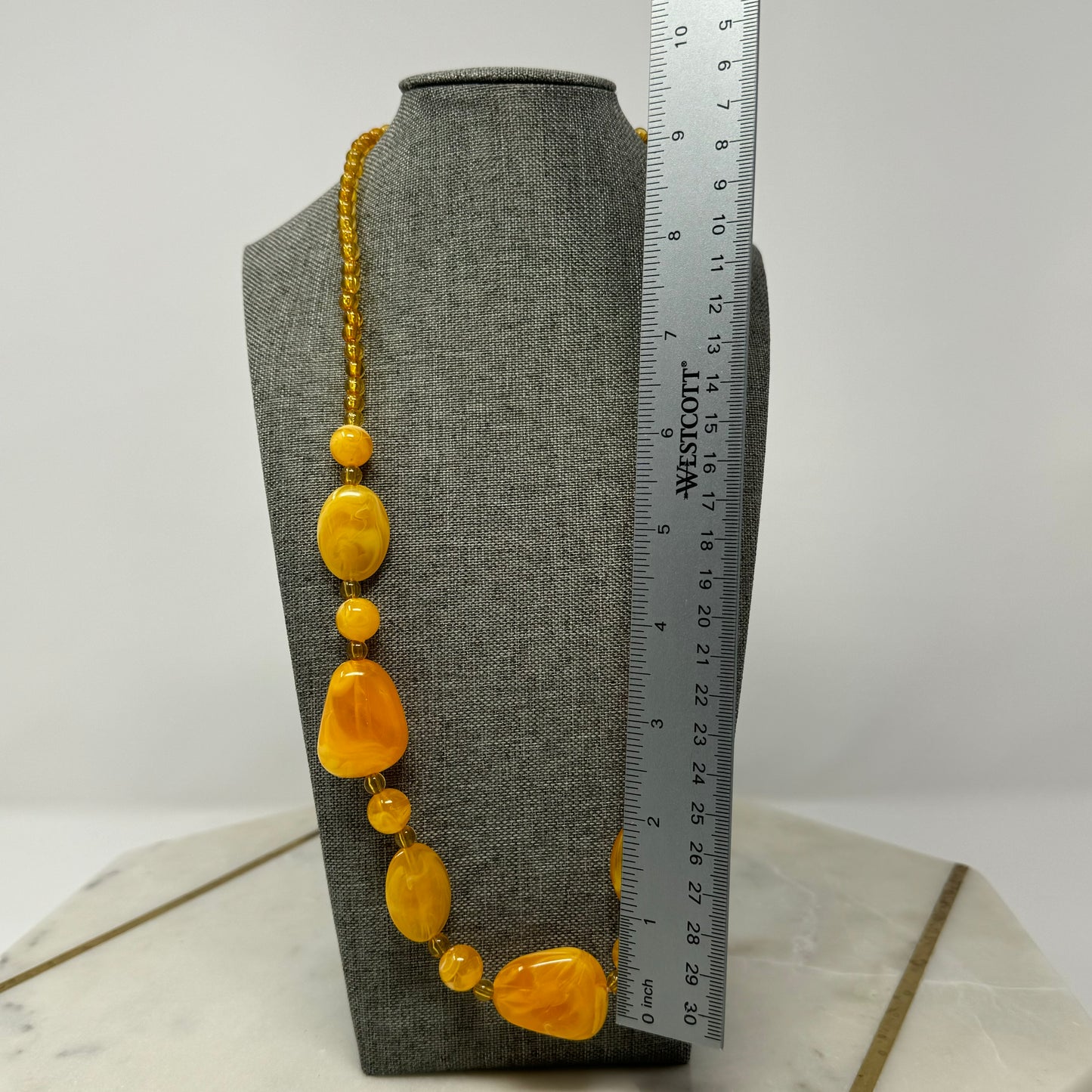 Sunset Orange Beaded Bib Necklace 24”