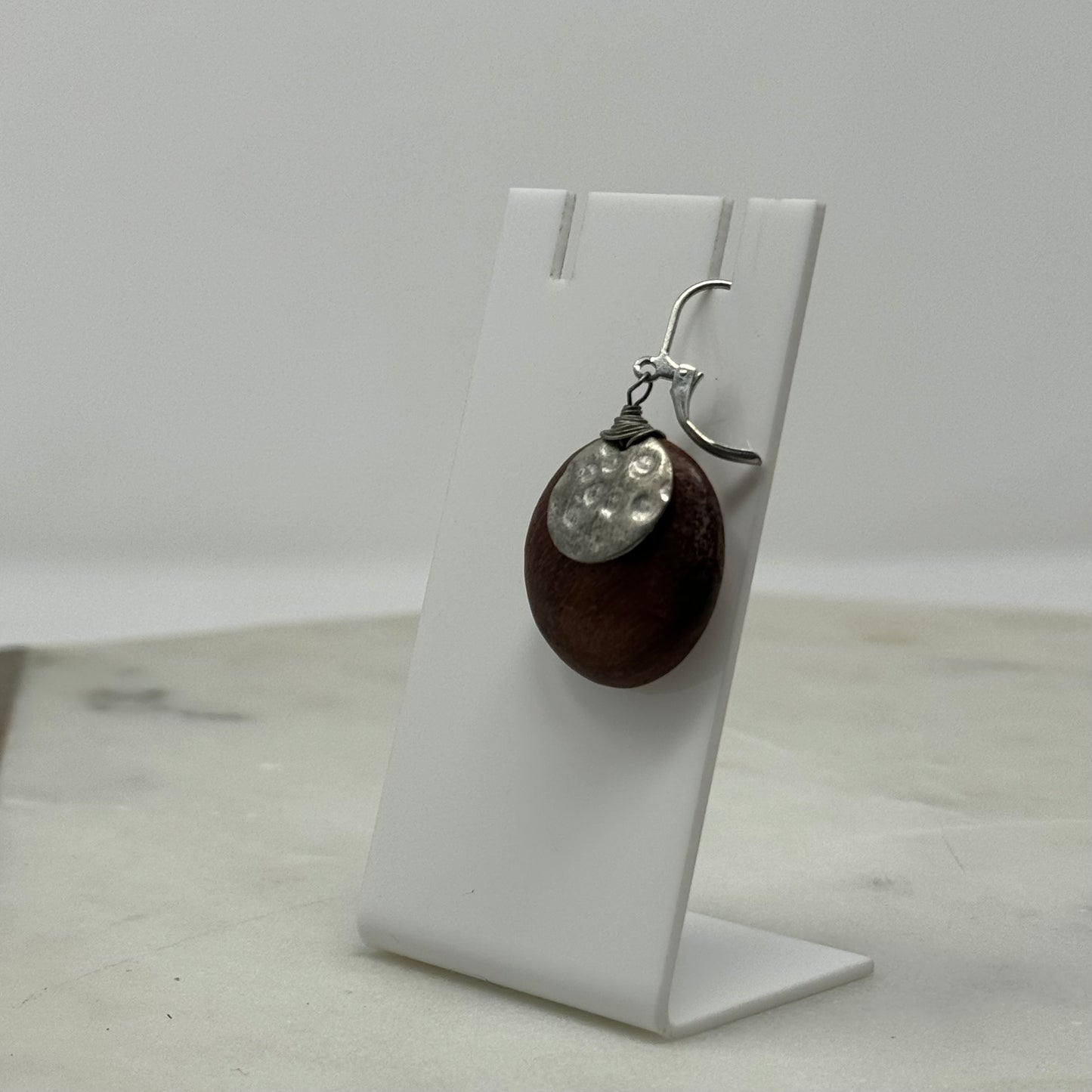 Boho Wood Dangle Leverback Earrings