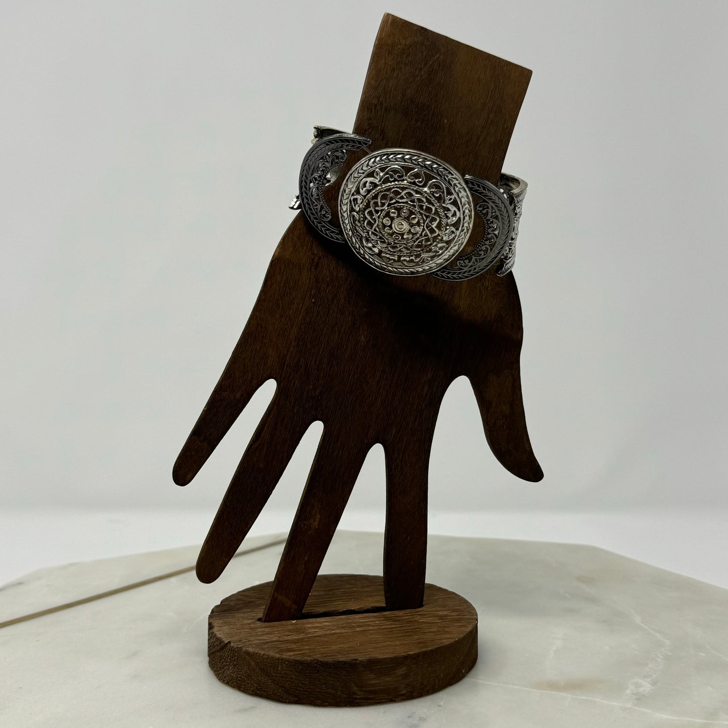 Silver Rhinestone Expanding Metal Bangle Bracelet