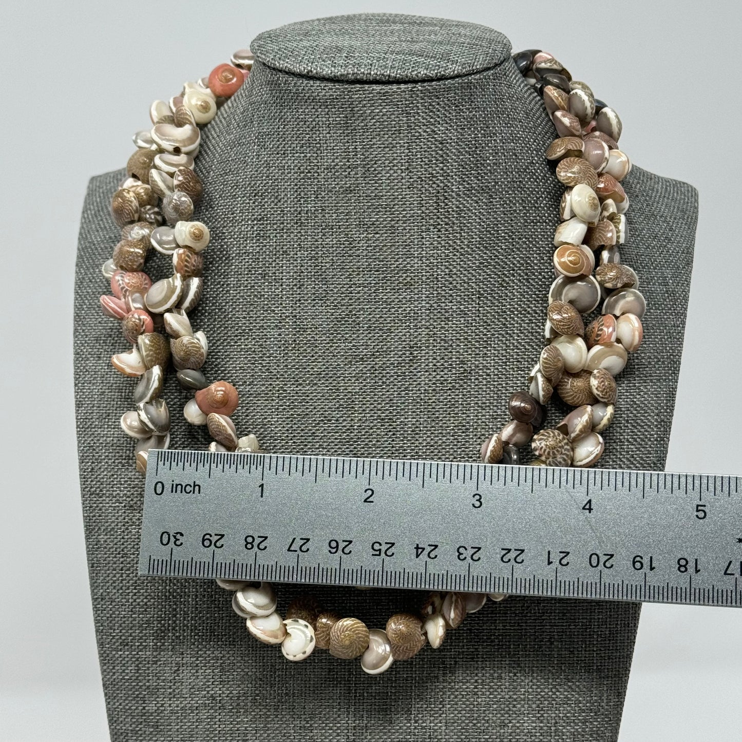 Boho Multi-Strand Shell Necklace Natural & Pink Tones - Handmade Beach Statement Jewelry