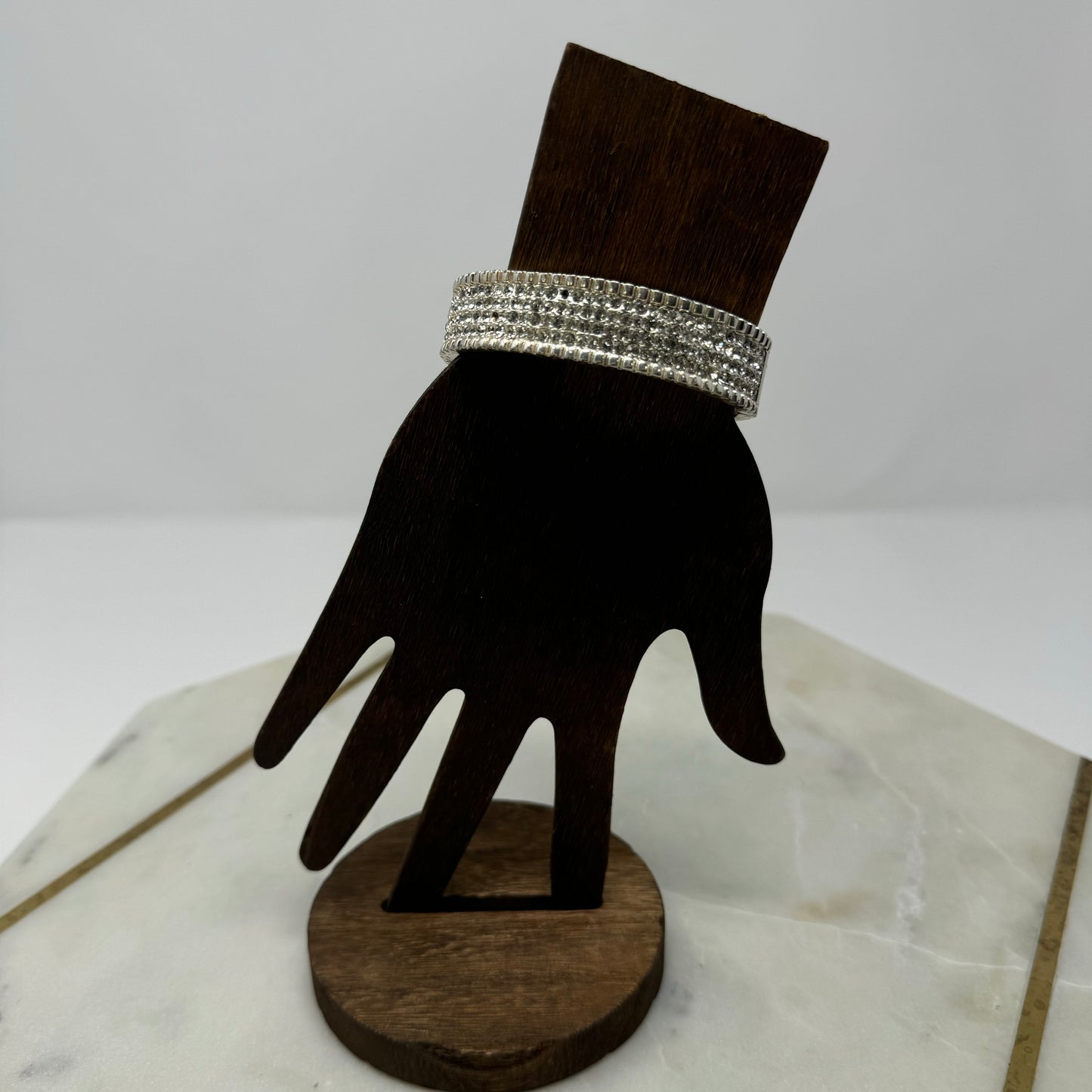 Sparkling Silver Rhinestone Bracelet, Elegant Statement Jewelry, Glamorous Fashion Accessory