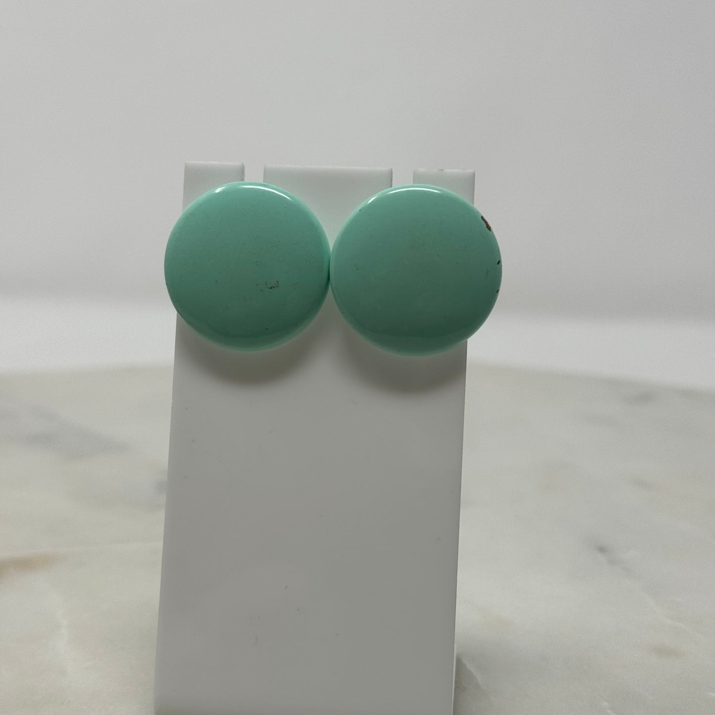 Vintage Round Mint Clip-On Earrings