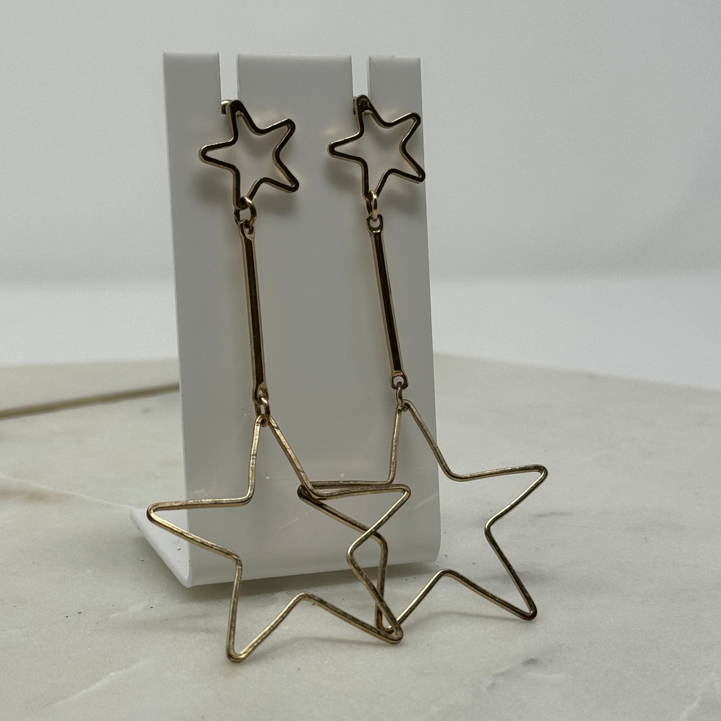 Gold Star Drop Dangle Earrings
