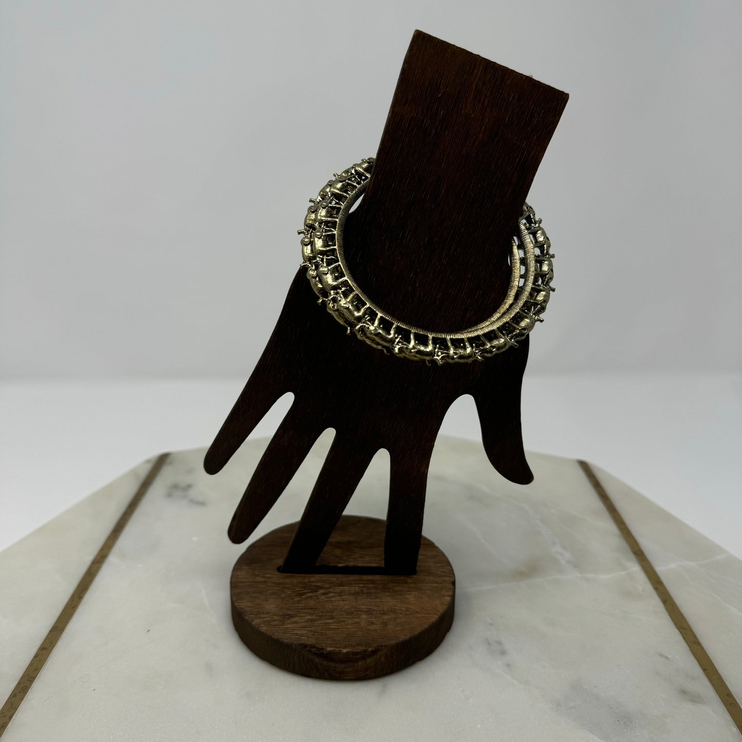 Intricate Brass Bangle Bracelet Set Boho Chic Statement Tribal Jewelry