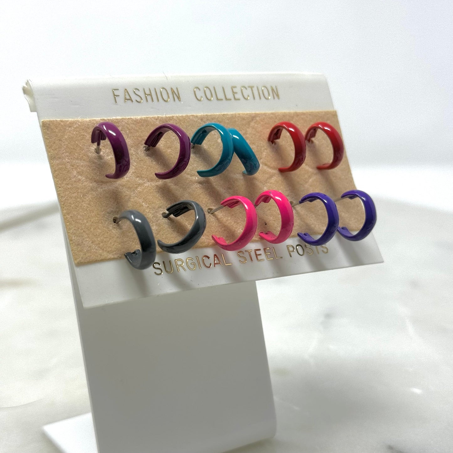 Multi-Color Small Hoop Earrings Set of 6 Pair