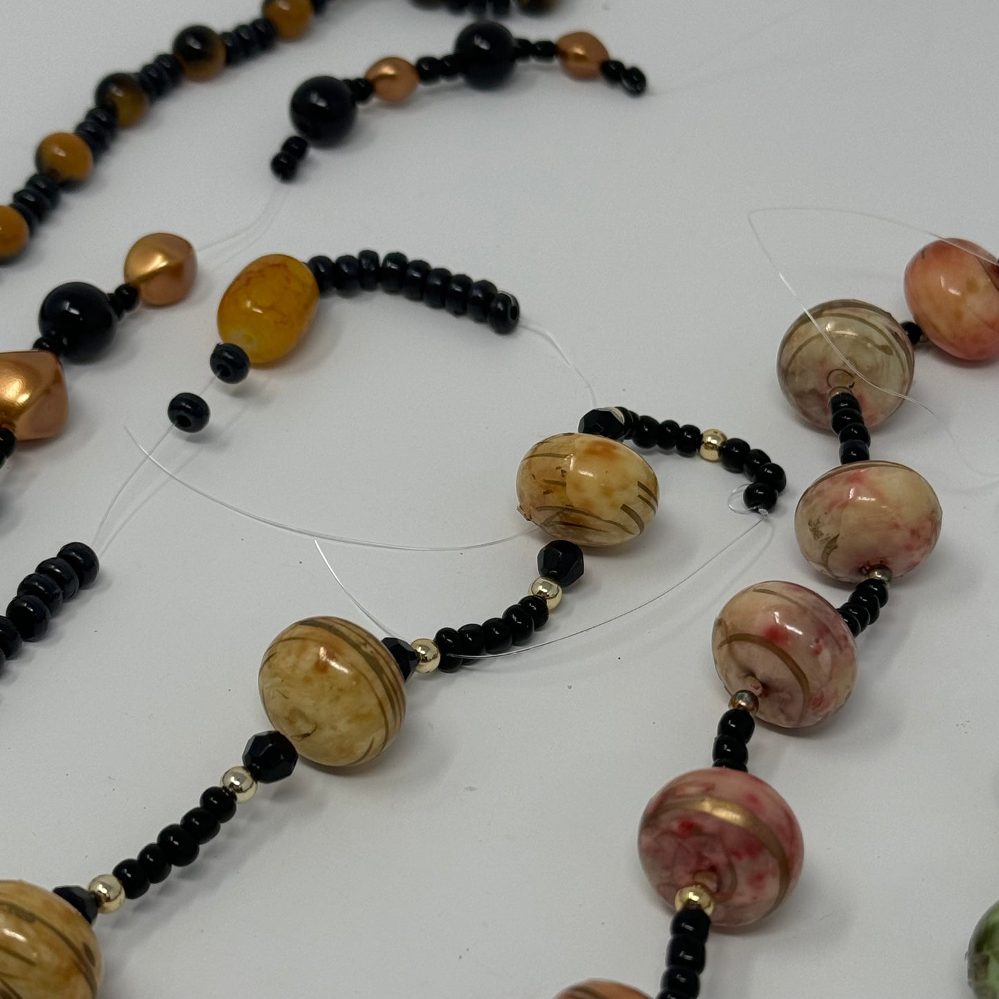 Reclaimed Marbled & Multicolored Beads Earth Tones with Gold & Black Accents Unique Crafting & Jewelry Supplies