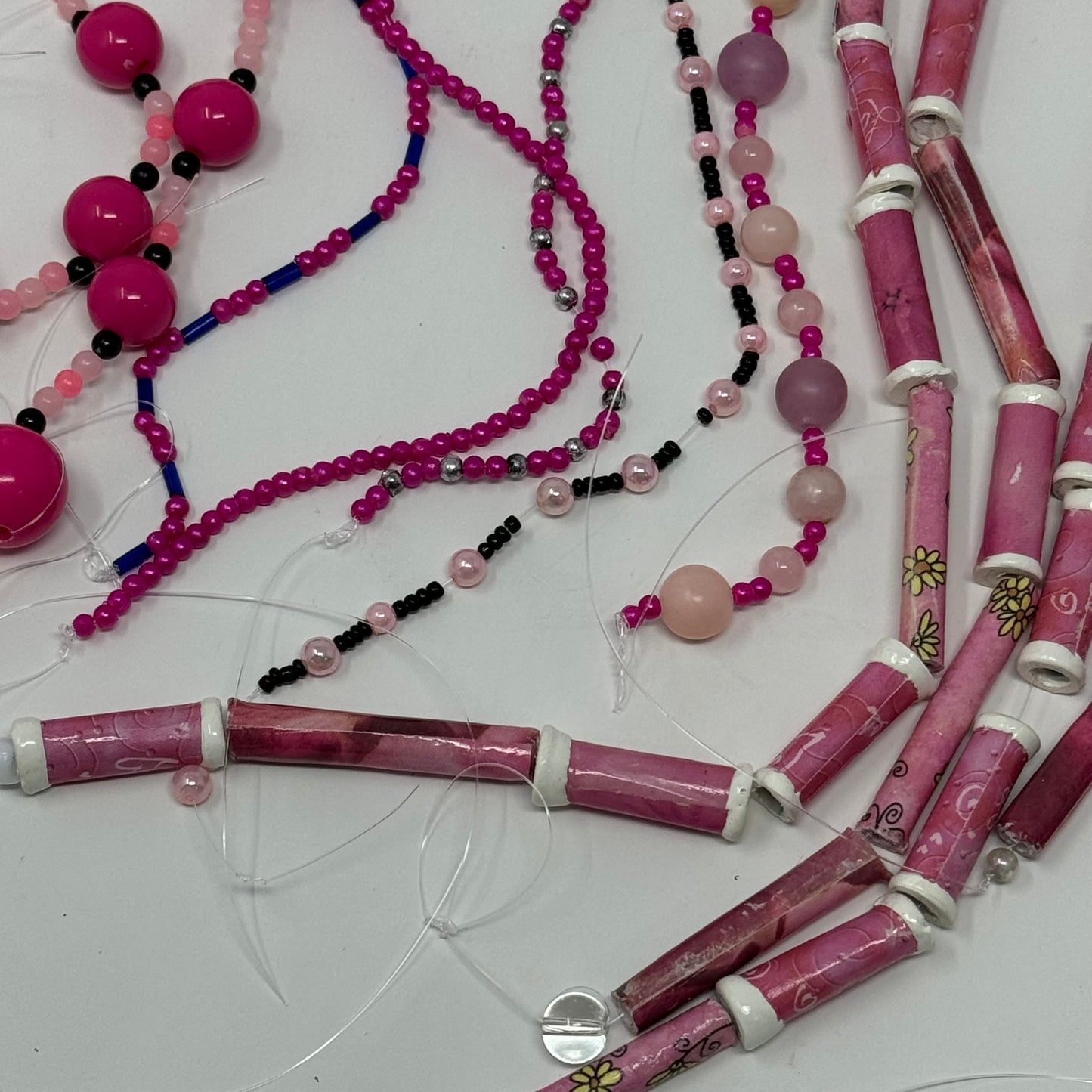 Reclaimed Pink Beads Assortment Vibrant Mixed Beads for Crafting & Jewelry Making Eco-Friendly Supplies