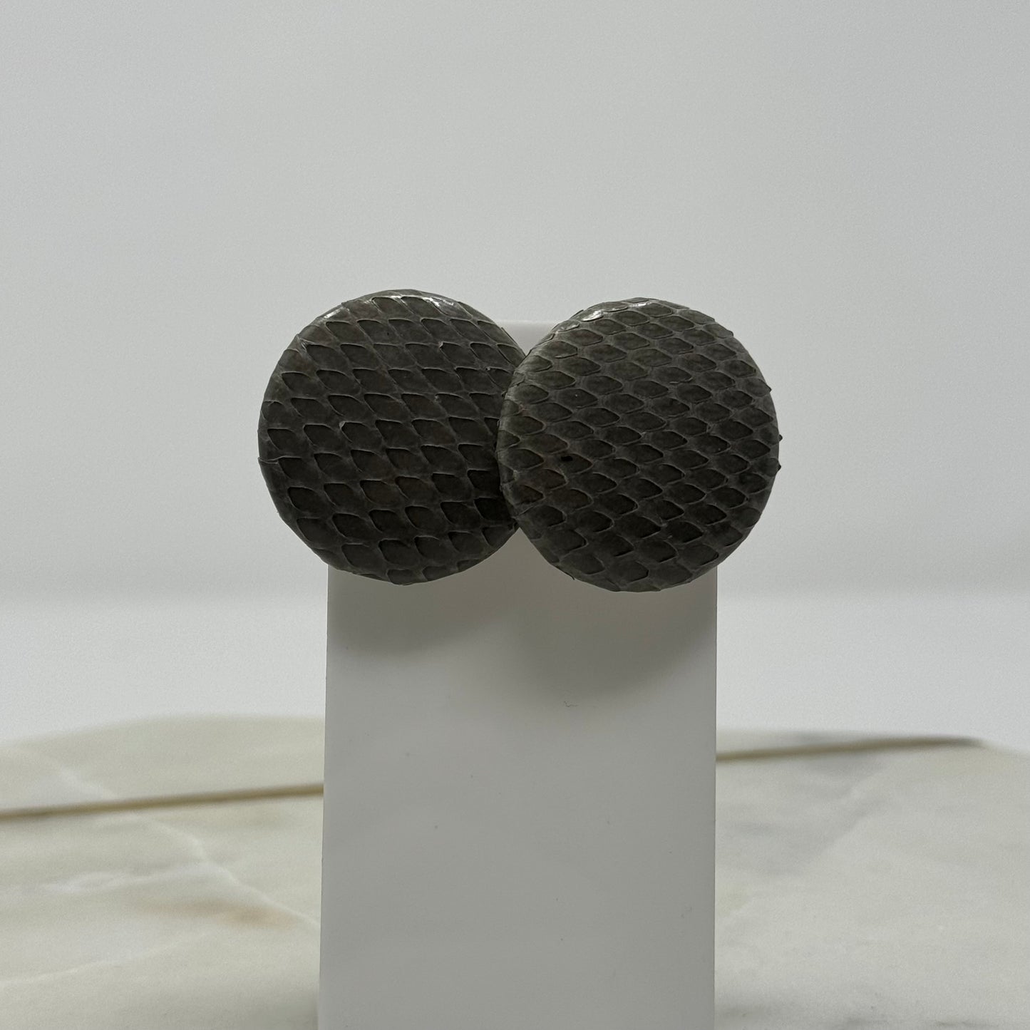 Boho Large Round Leather Post Earrings