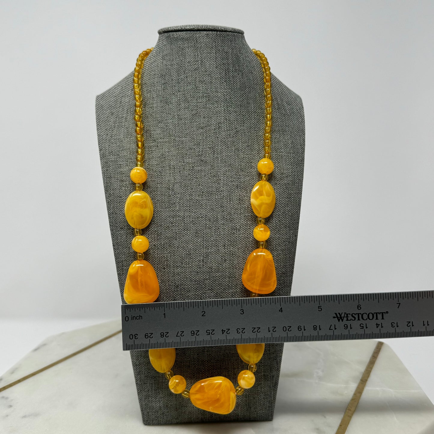 Sunset Orange Beaded Bib Necklace 24”