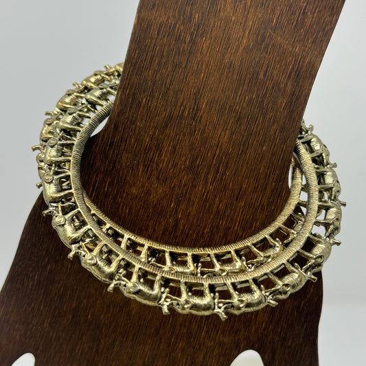 Intricate Brass Bangle Bracelet Set Boho Chic Statement Tribal Jewelry