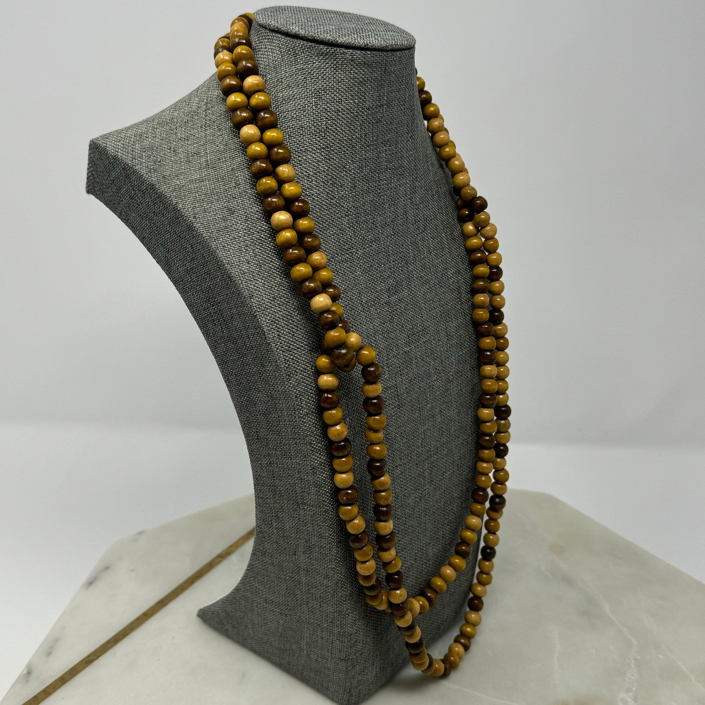 Boho Wood Beaded Necklace  Brown Tones Handmade Natural Statement Jewelry Multi-Style