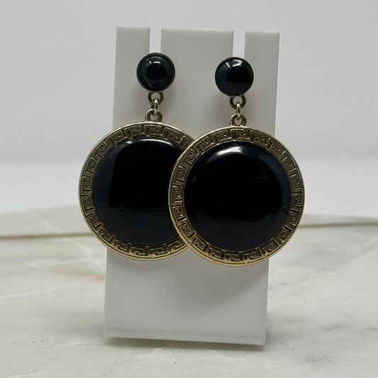 Bold Gold & Black Boho Tribal Dangle Earrings
