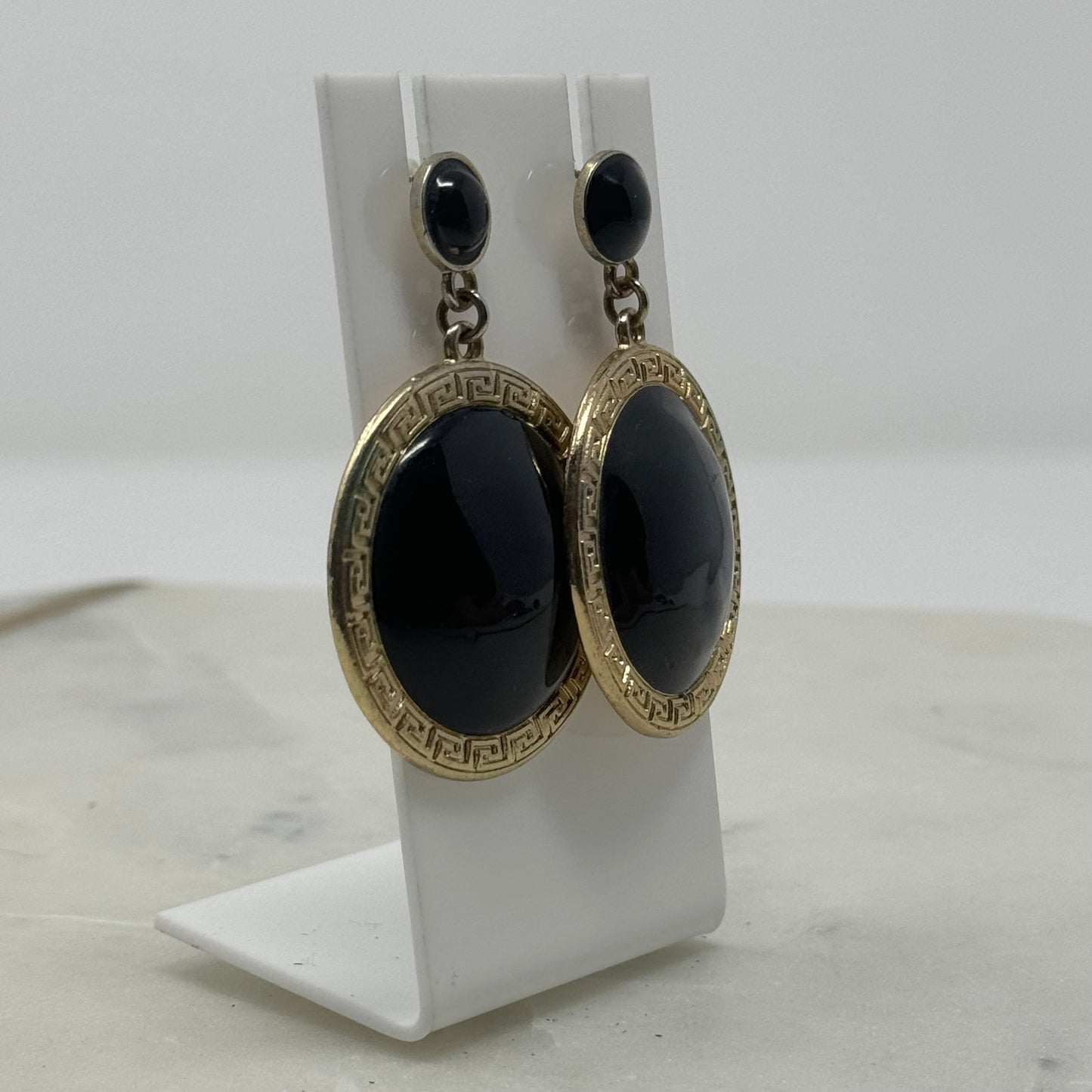 Bold Gold & Black Boho Tribal Dangle Earrings