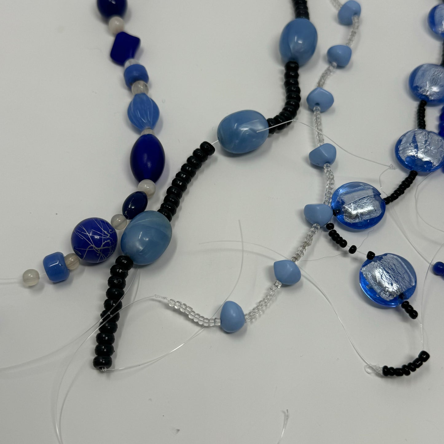 Reclaimed Blue Glass Beads Strands Crafting & Jewelry Making Supplies Sustainable Craft Materials