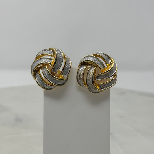 Gold & Silver Glitter Knotted Clip-On Earrings
