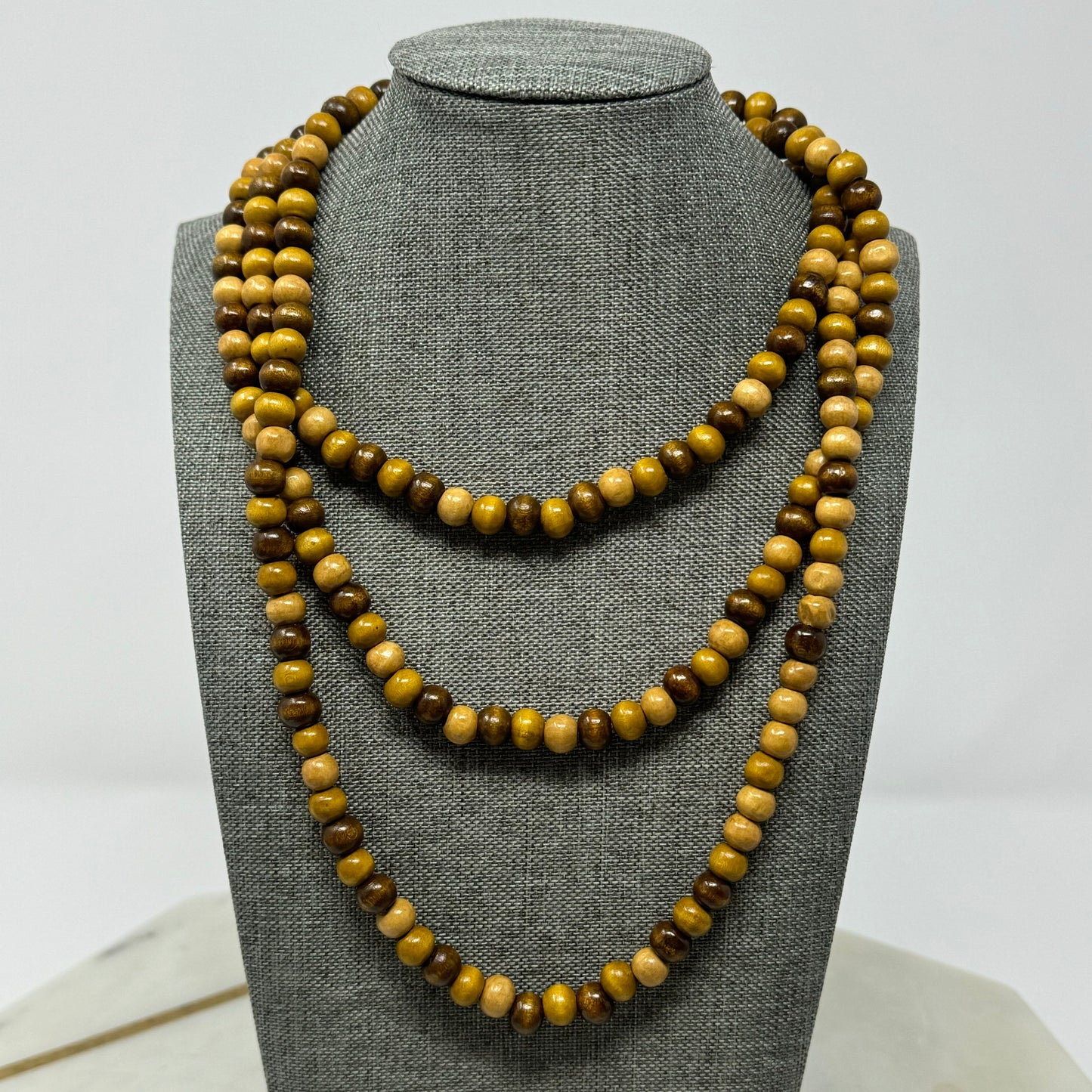Boho Wood Beaded Necklace  Brown Tones Handmade Natural Statement Jewelry Multi-Style