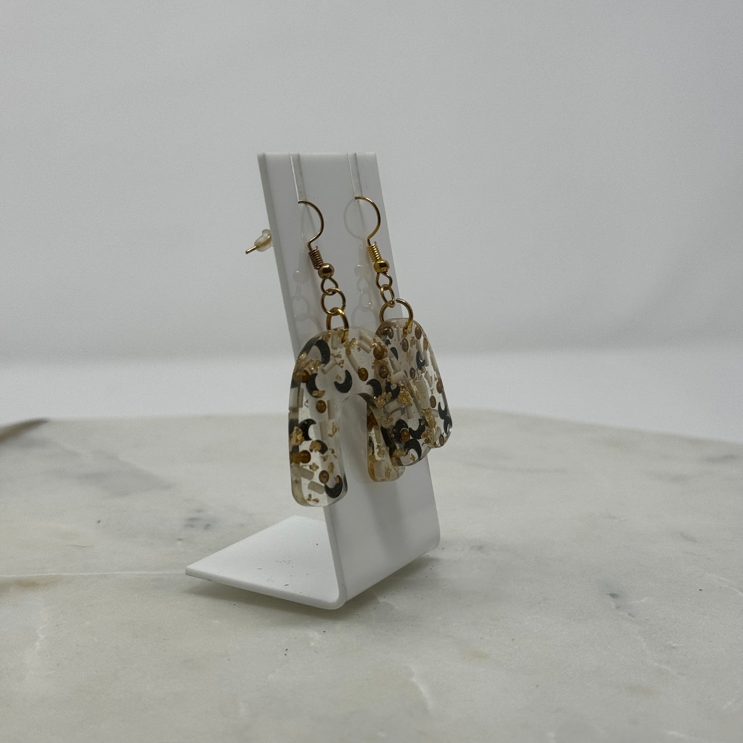 Boho Moon Gold Accent Dangle Hook Earrings
