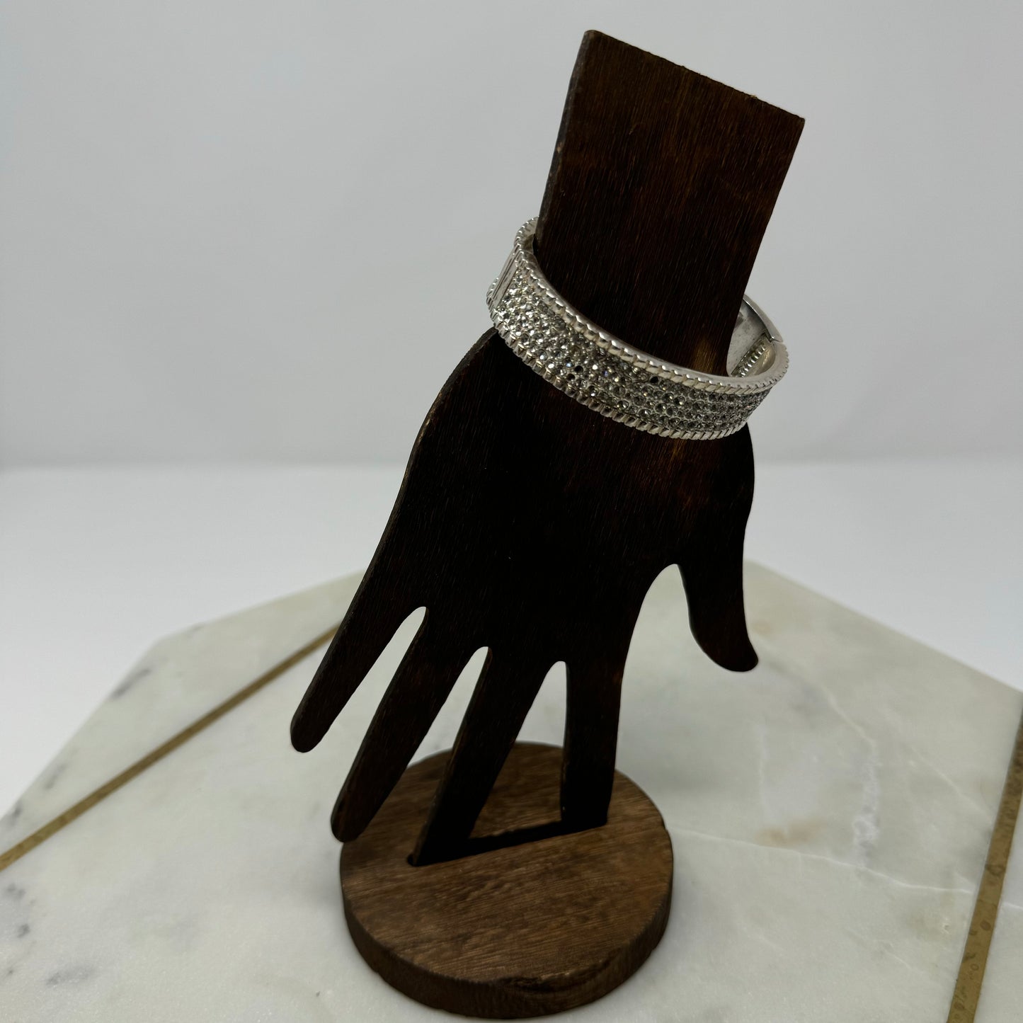 Sparkling Silver Rhinestone Bracelet, Elegant Statement Jewelry, Glamorous Fashion Accessory